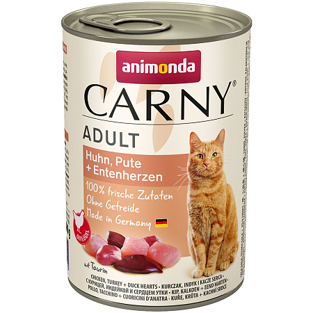 Animonda carny консервы с курицей, индейкой и сердцем утки для взрослых кошек